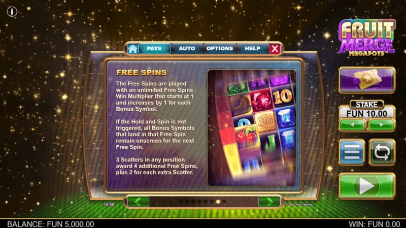 Fruit Merge Megapots - Informationen zu Free Spins und Multiplikatoren