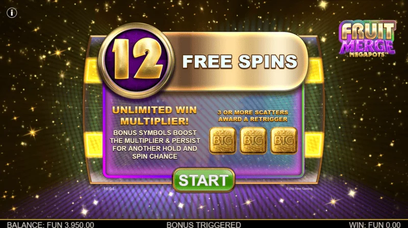 Fruit Merge Megapots - Free Spins Auslösung