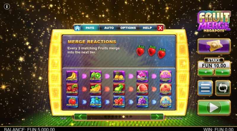 Fruit Merge Megapots - Fruchtverschmelzung im Hold and Spin